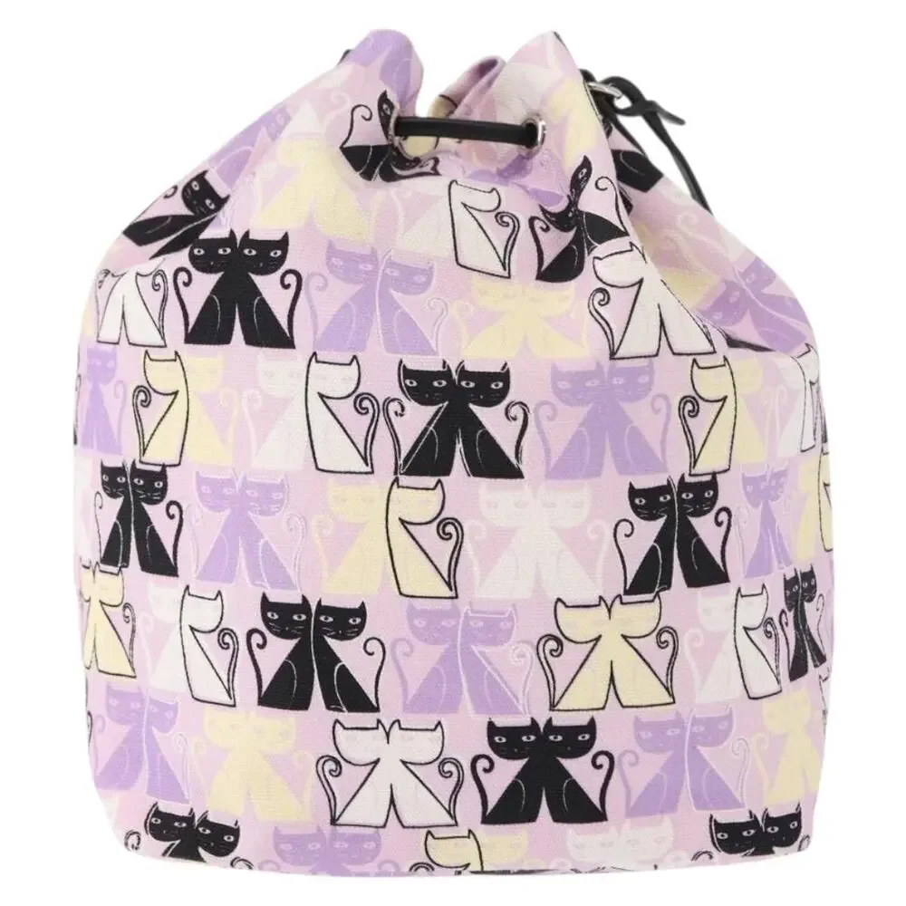 Miu Miu Canvas Madras Cat Drawstring Pouch Pink